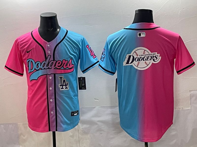 Men 2025 Los Angeles Dodgers Blank Blue pink Game Nike MLB Jersey style 0031